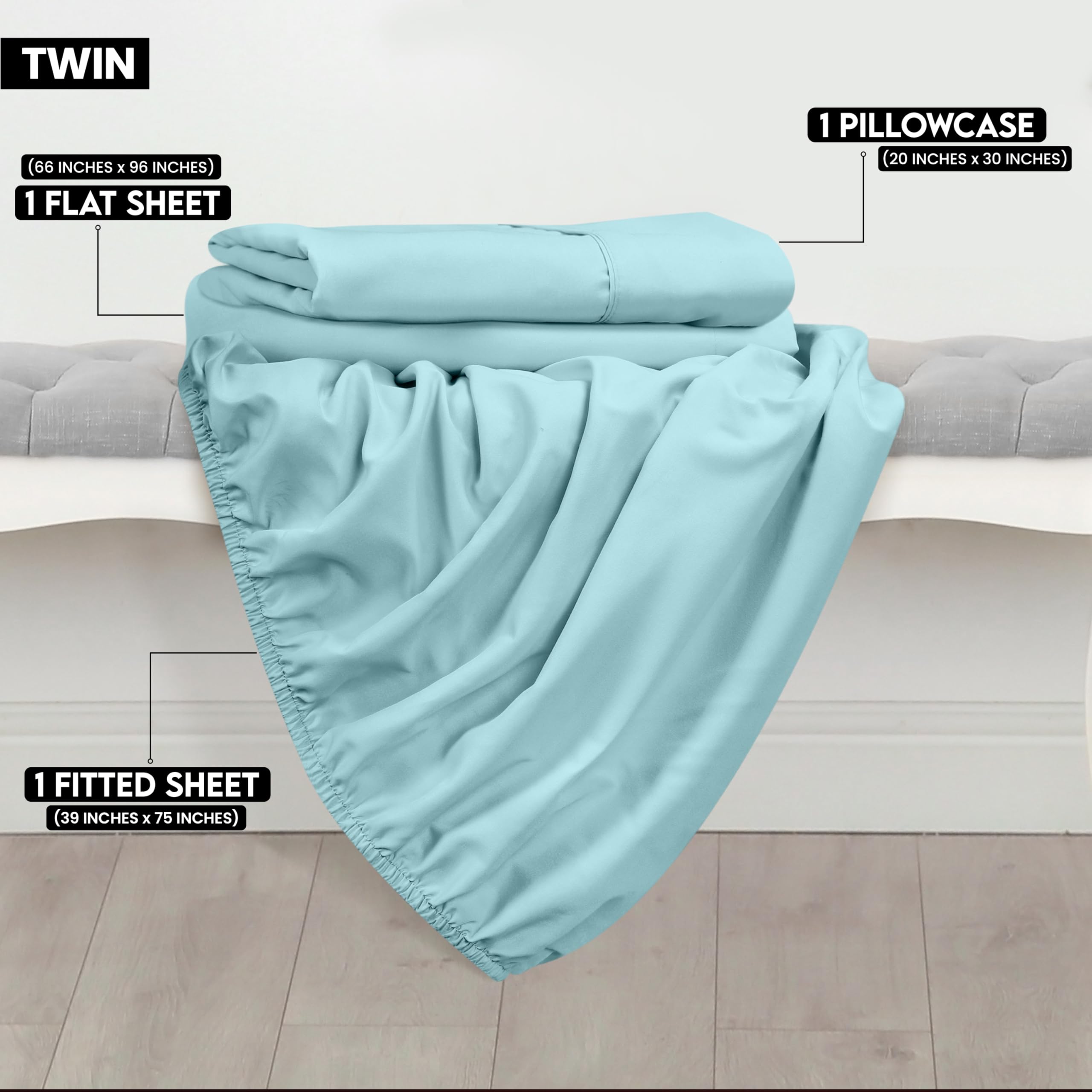 Foto 3 pulgar | Juego De Sábanas Utopia Bedding, Tamaño Doble, Microfibra Cepillada - Venta Internacional.