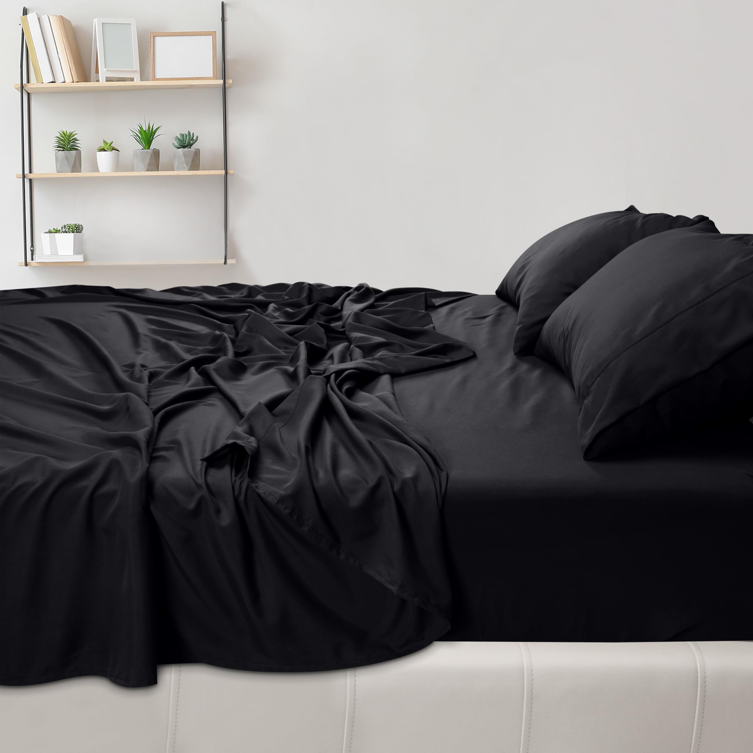 Foto 5 pulgar | Juego De Sábanas Utopia Bedding De Microfibra Totalmente Cepillada, Color Negro - Venta Internacional.