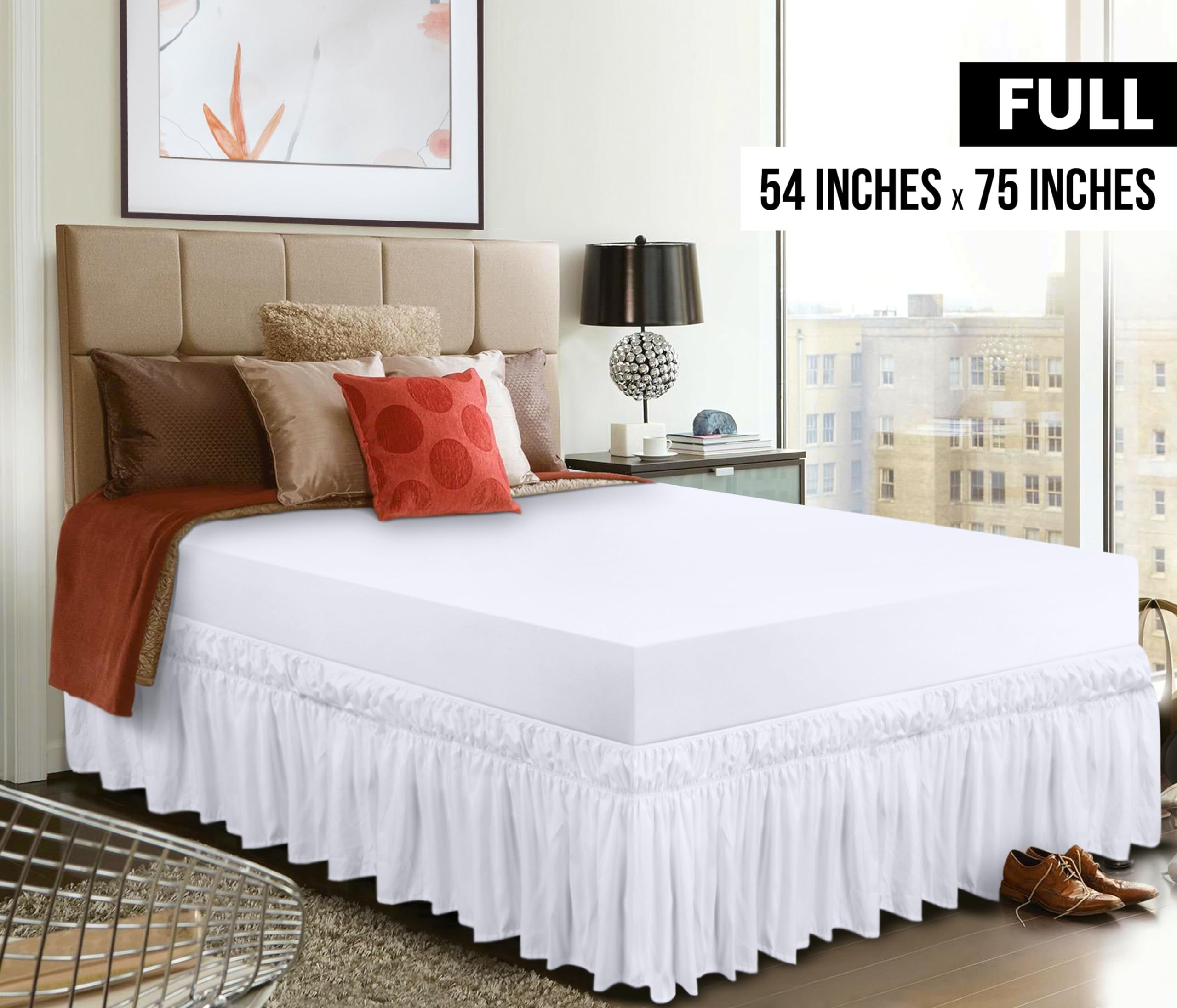 Foto 2 | Falda De Cama Utopia Bedding Totalmente Elástica Con Volantes De 40 Cm, Color Blanco - Venta Internacional.