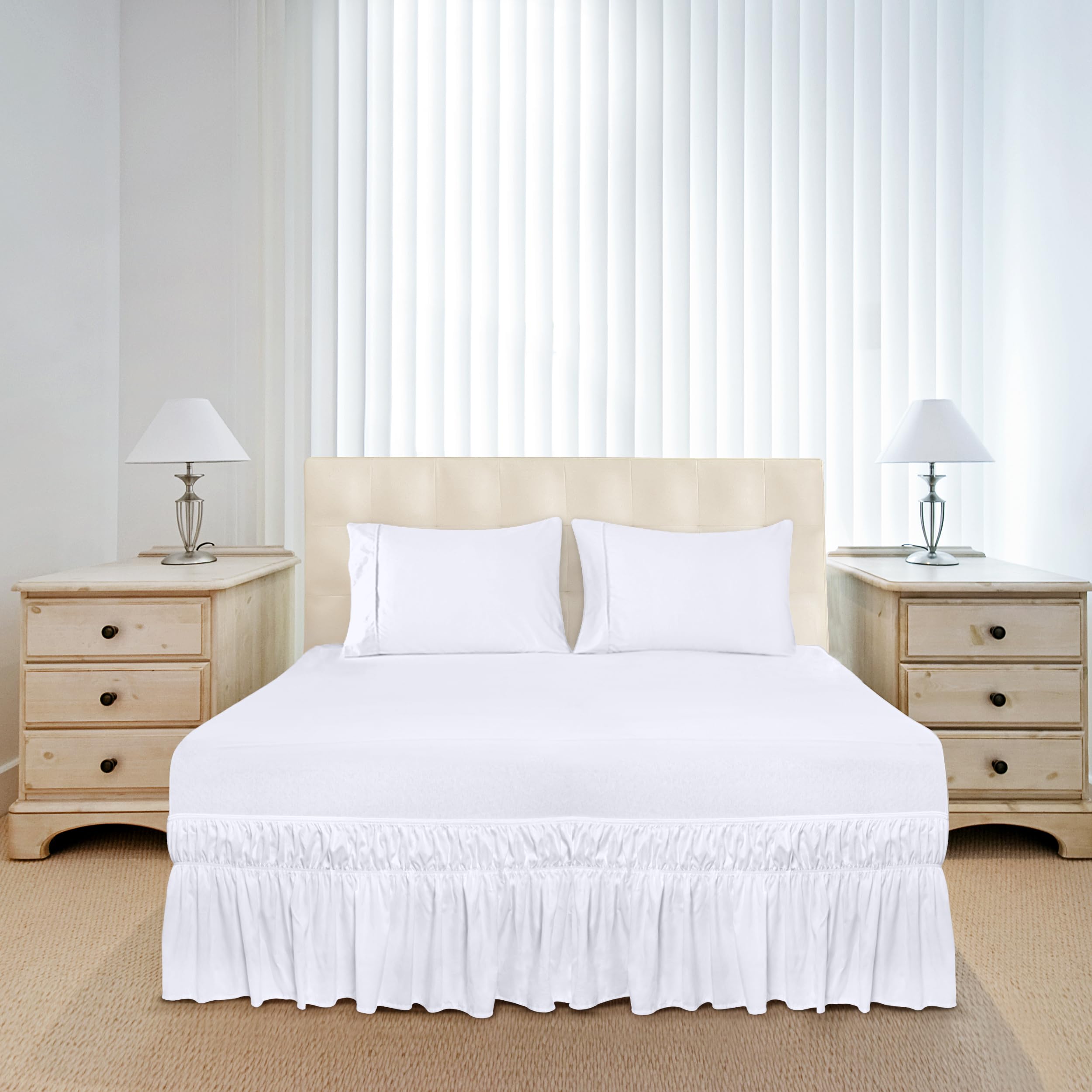 Foto 5 pulgar | Falda De Cama Utopia Bedding Totalmente Elástica Con Volantes De 40 Cm, Color Blanco - Venta Internacional.