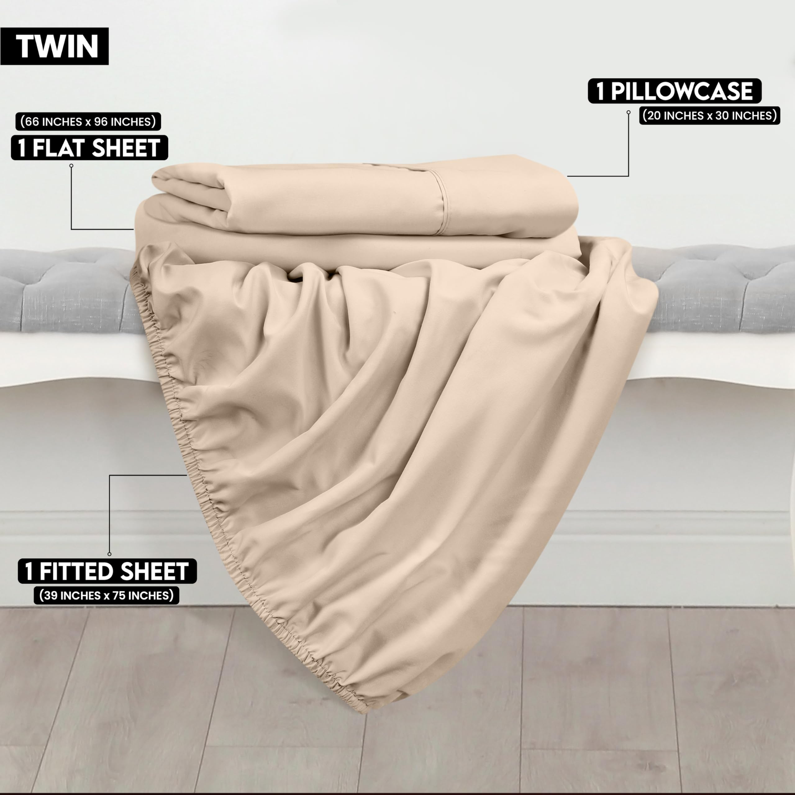 Foto 3 pulgar | Juego De Sábanas Utopia Bedding, Tamaño Doble, Microfibra Cepillada - Venta Internacional.