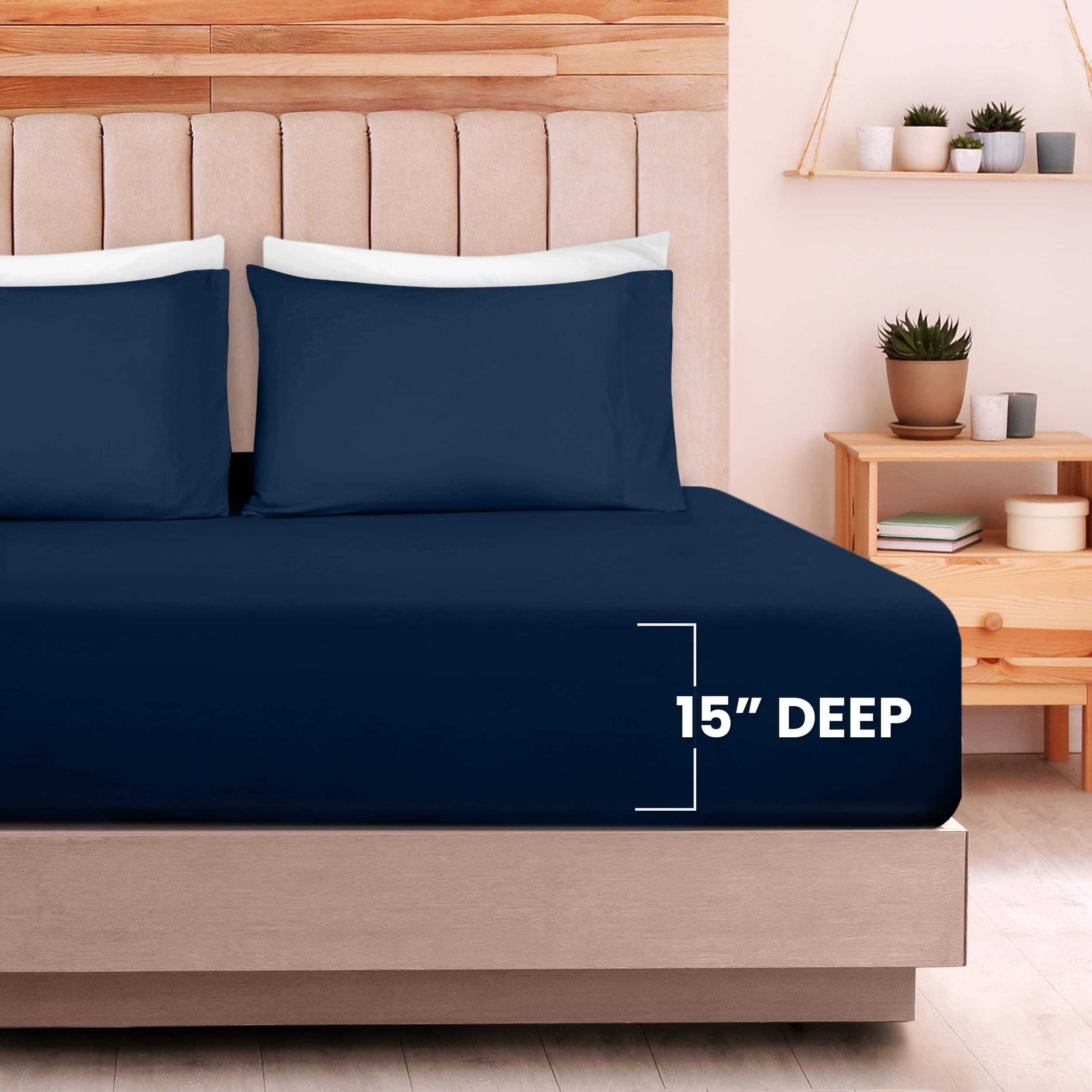 Foto 5 pulgar | Juego De Sábanas Utopia Bedding Queen Jersey De Punto, 4 Piezas, Azul Marino - Venta Internacional.