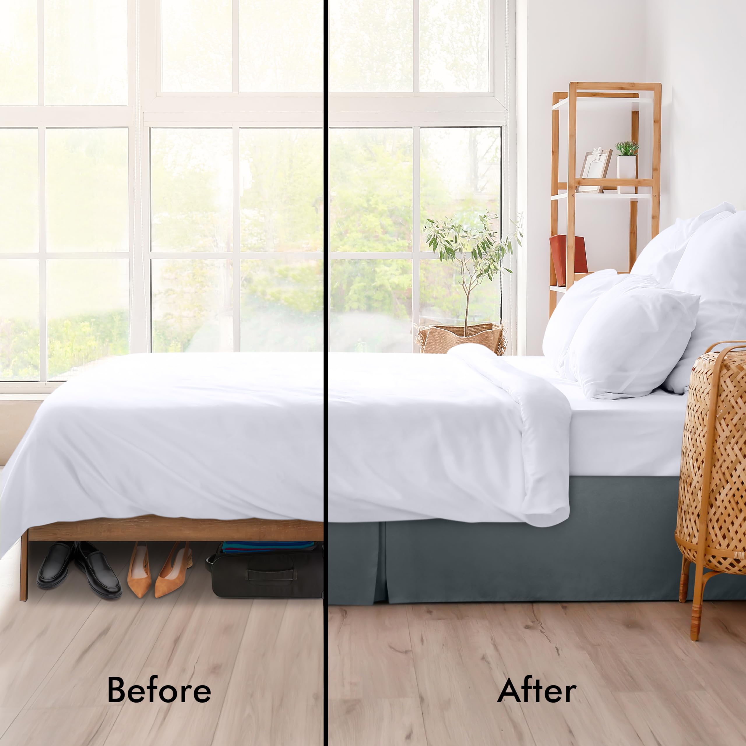 Foto 4 pulgar | Skirt Utopia Bedding, Doble, Suave, Cuádruple, Plisado, Gris - Venta Internacional.