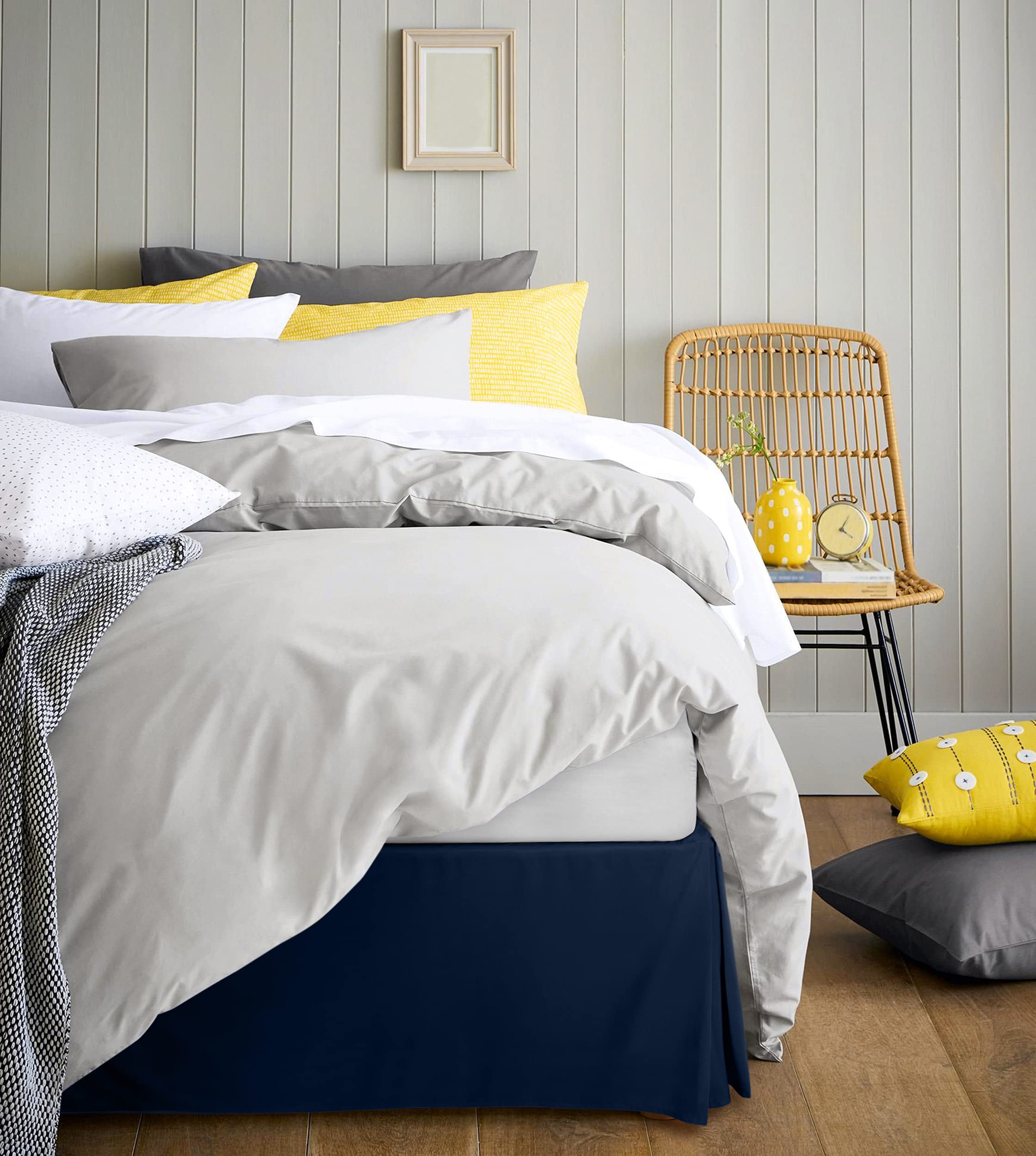 Foto 7 pulgar | Falda De Cama Utopia Bedding Para Cama Doble, Cuádruple, Plisada, Con Volantes, Azul Marino - Venta Internacional.
