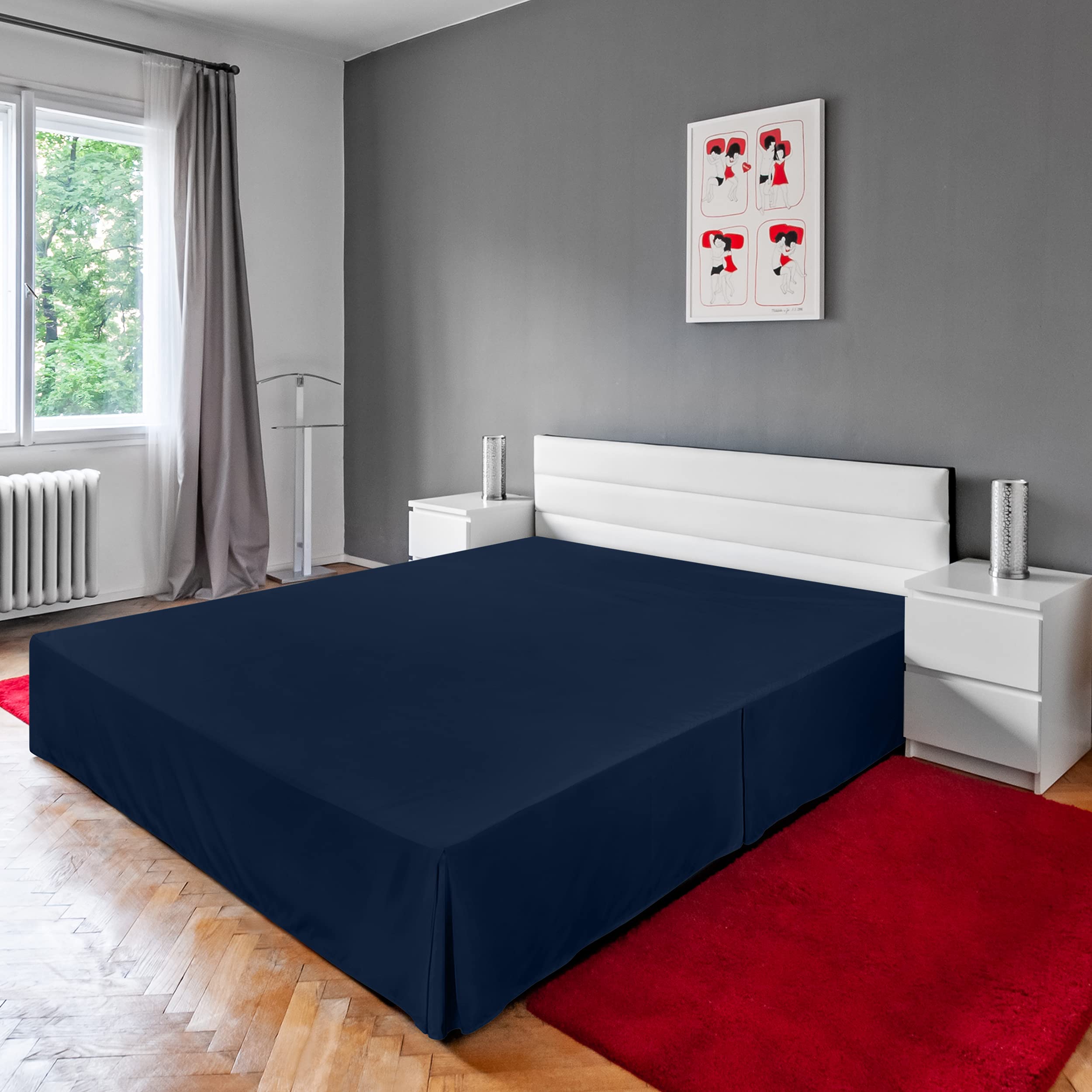Foto 8 pulgar | Falda De Cama Utopia Bedding Para Cama Doble, Cuádruple, Plisada, Con Volantes, Azul Marino - Venta Internacional.