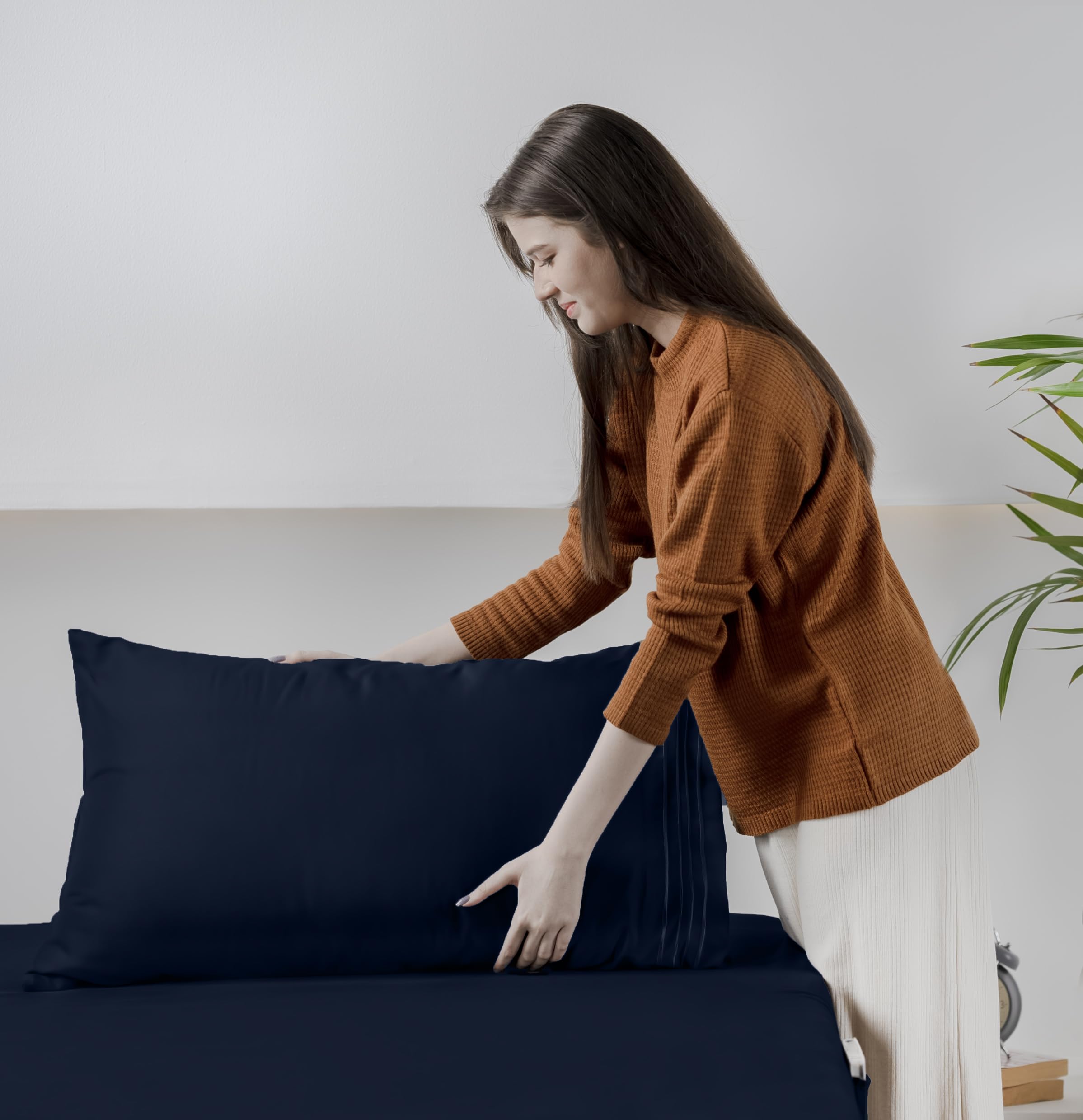 Foto 6 | Juego De Sábanas Utopia Bedding King Size, Microfibra, 4 Piezas, Azul Marino - Venta Internacional.