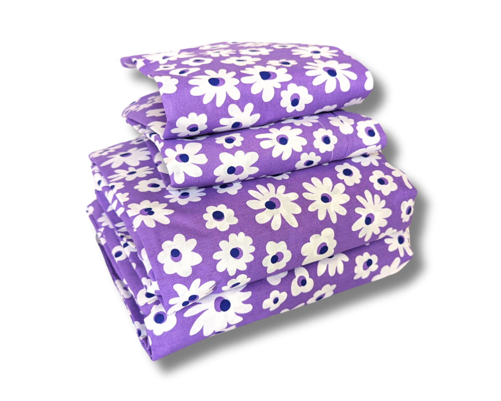 Juego De Sábanas Algodón Percal Básica 200 - Estampada - Lilas - Individual