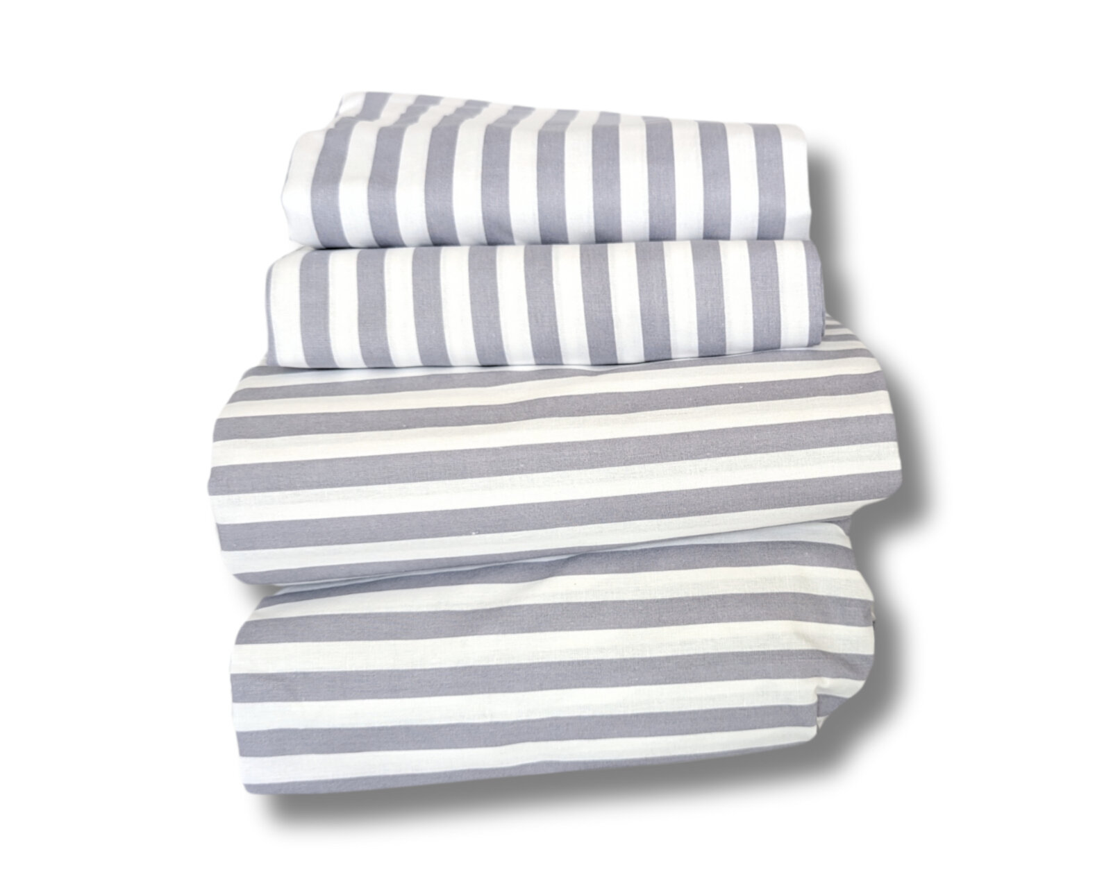 Juego De Sábanas Algodón Percal Básica 200 - Estampada - Rayas Gris - Matrimonial
