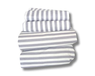 Foto 1 | Juego De Sábanas Algodón Percal Básica 200 - Estampada - Rayas Gris - Matrimonial