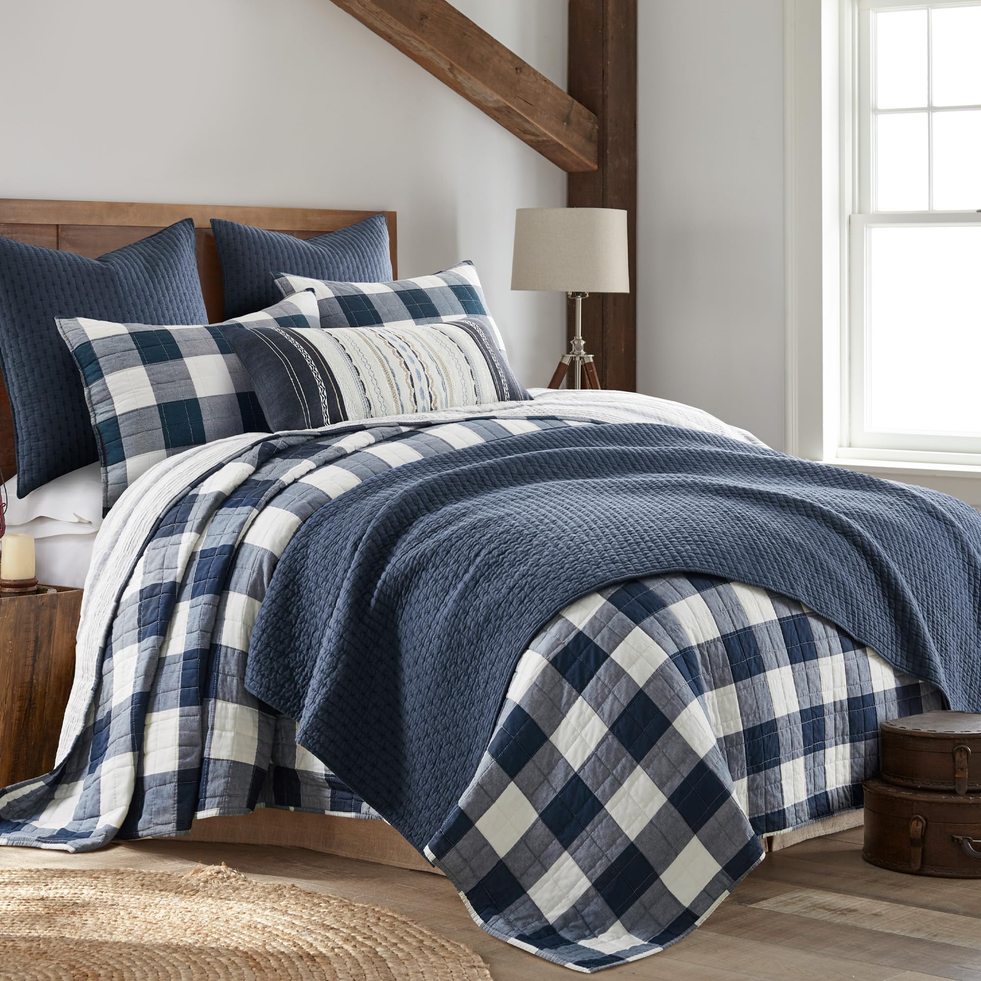 Foto 2 | Set de Edredón King Size Levtex Home Cross Stitch Azul Marin- Venta Internacional.