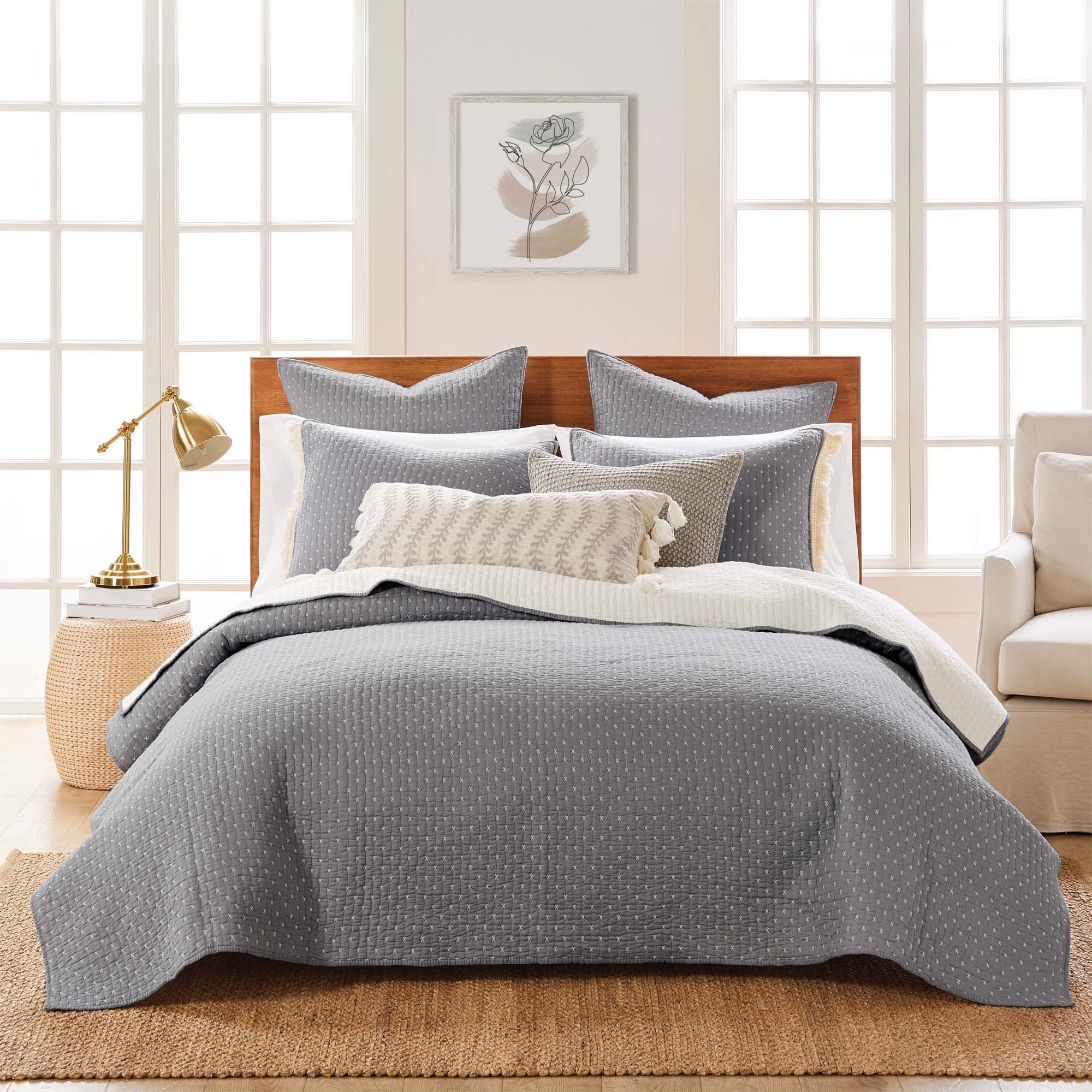 Foto 1 | Set de Edredón Levtex Home Cross Stitch Gris- Venta Internacional