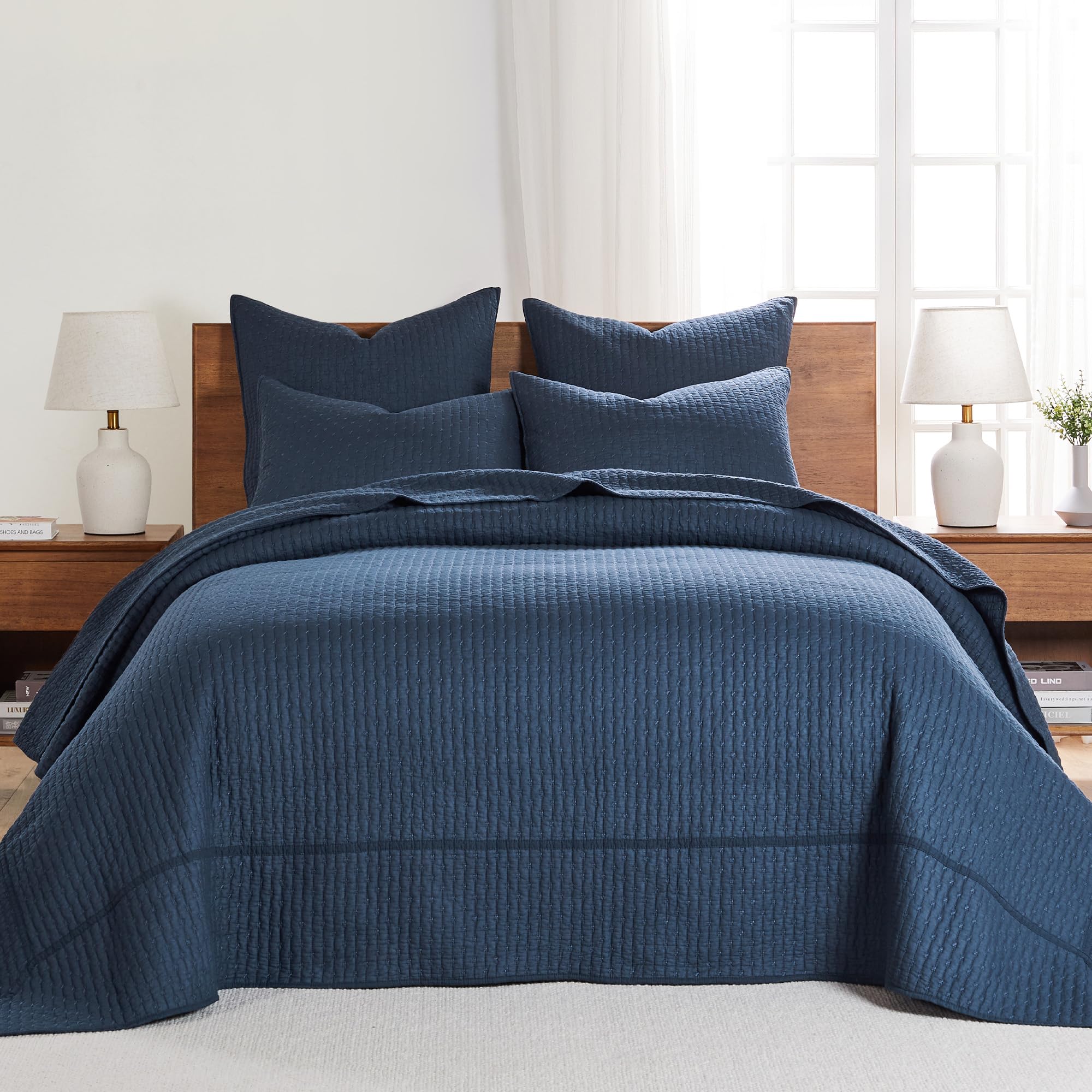 Foto 1 | Juego de Colchas Levtex Home Cross Stitch Navy Queen con 2 Fundas - Venta Internacional