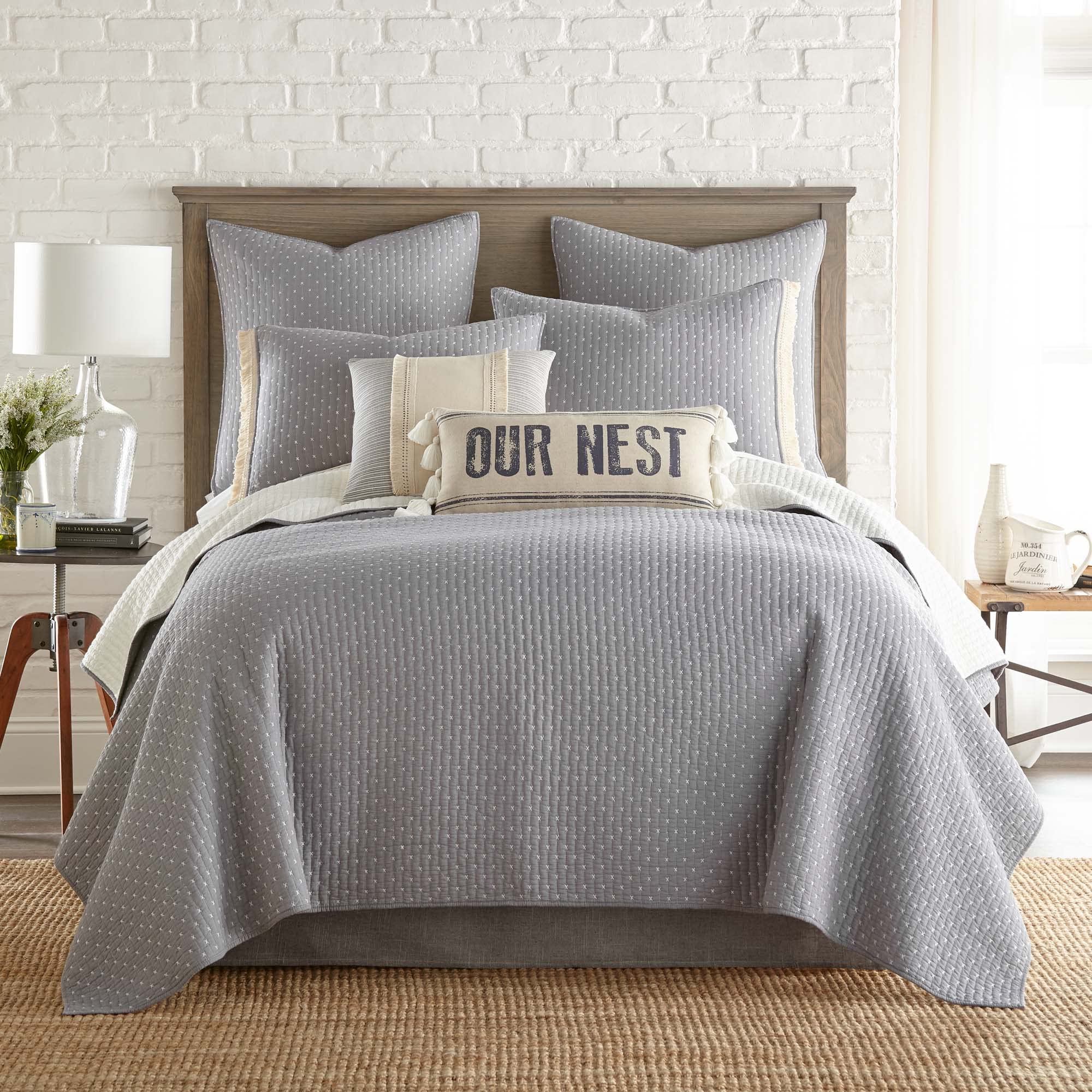 Foto 3 | Juego de Colcha Levtex Home Cross Stitch Gris- Venta Internacional