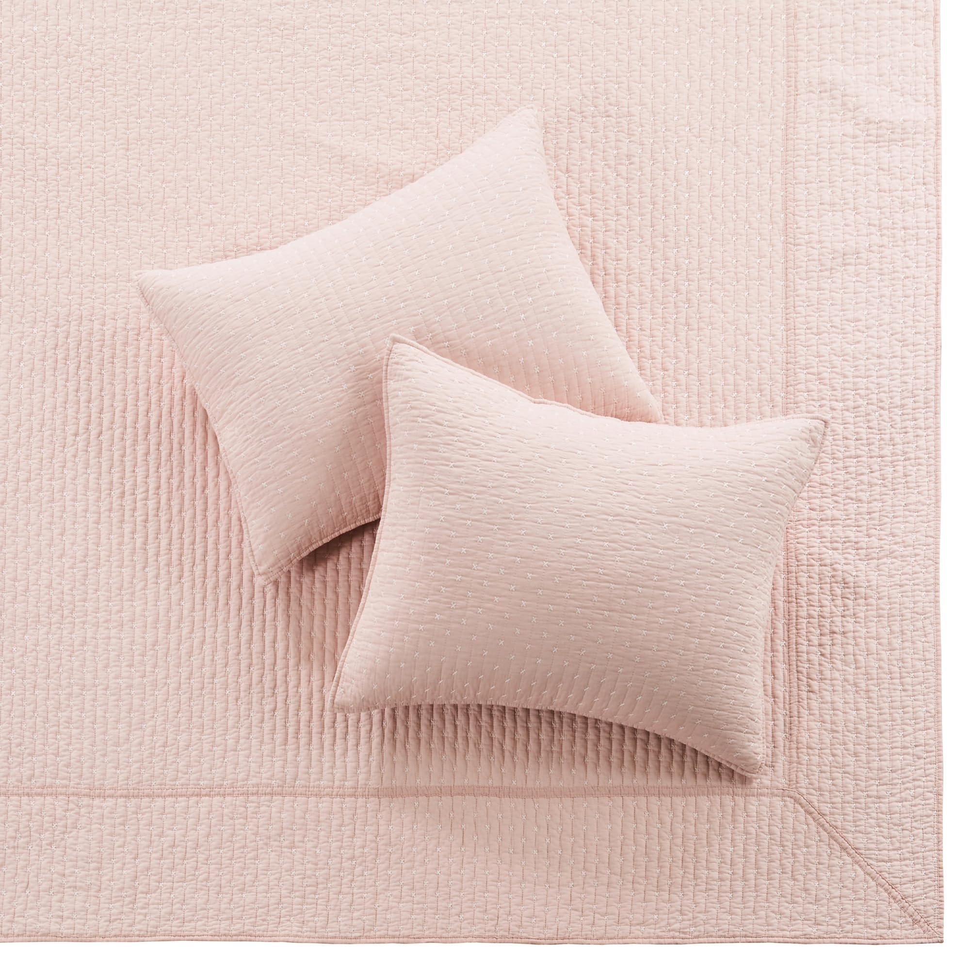 Foto 7 pulgar | Juego de Colchas Levtex Home Cross Stitch Blush Queen Size- Venta Internacional