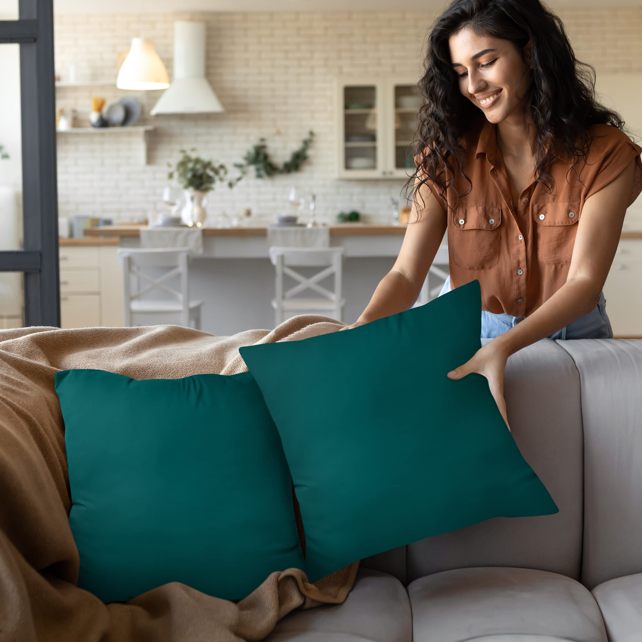 Foto 7 | Almohadas Utopia Bedding, Color Verde Azulado Oscuro, 40 X 40 Cm, Paquete De 2 - Venta Internacional.