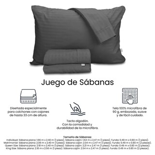 Foto 7 | Sábanas Trinity Color Gris Oxford Individual