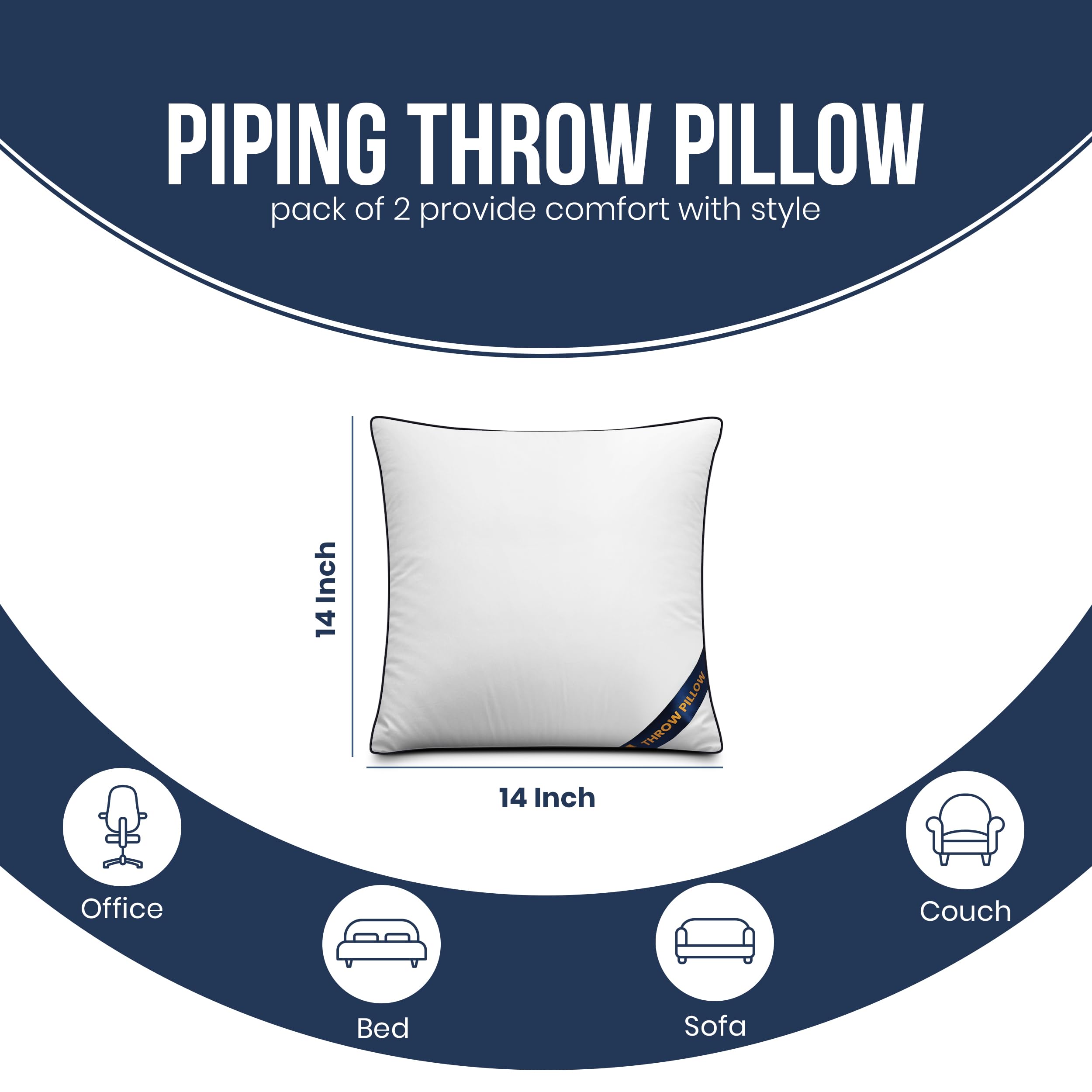 Foto 2 | Almohada Utopia Bedding 2 Unidades 35 x 35 cm Blanco - Venta Internacional