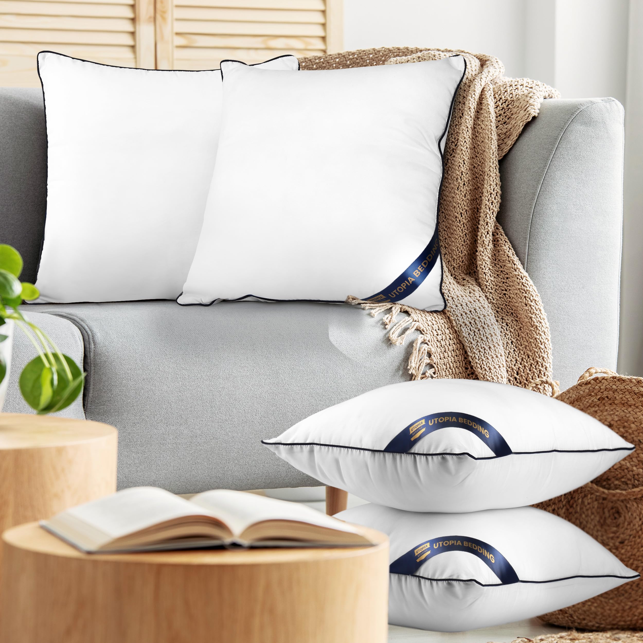Foto 7 pulgar | Almohada Utopia Bedding 4 Unidades 55 x 55 cm Blanca - Venta Internacional