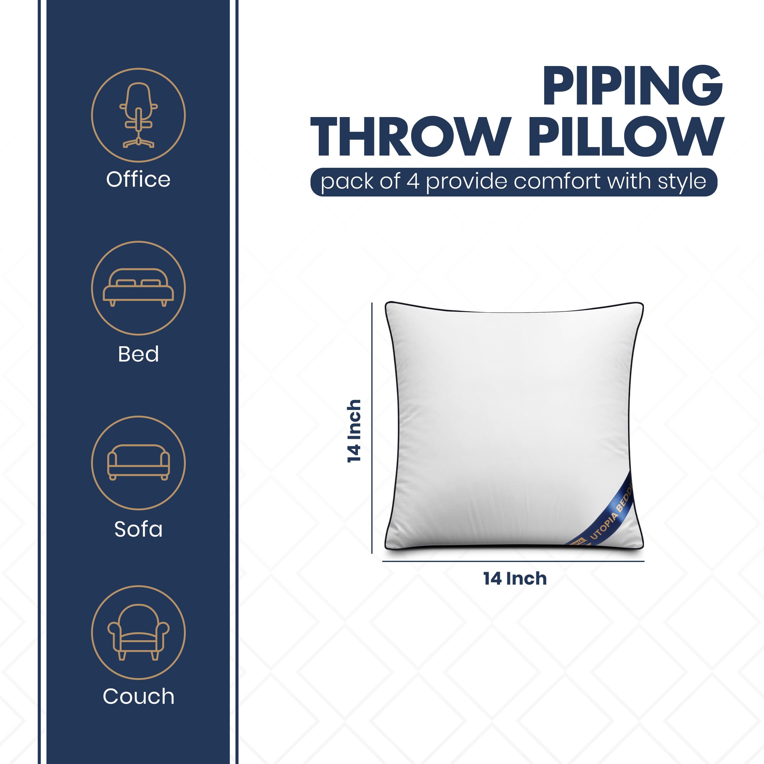 Foto 3 pulgar | Almohada Utopia Bedding  4 Unidades 35 x 35 cm Blanca - Venta Internacional