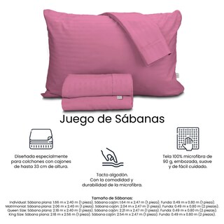 Foto 7 | Sábanas Trinity Color Palo De Rosa Matrimonial + 2 Almohadas Trinity