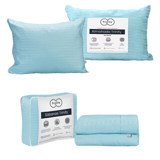 Foto 1 | Sábanas Trinity Color Azul Cielo Individual + Almohada Trinity