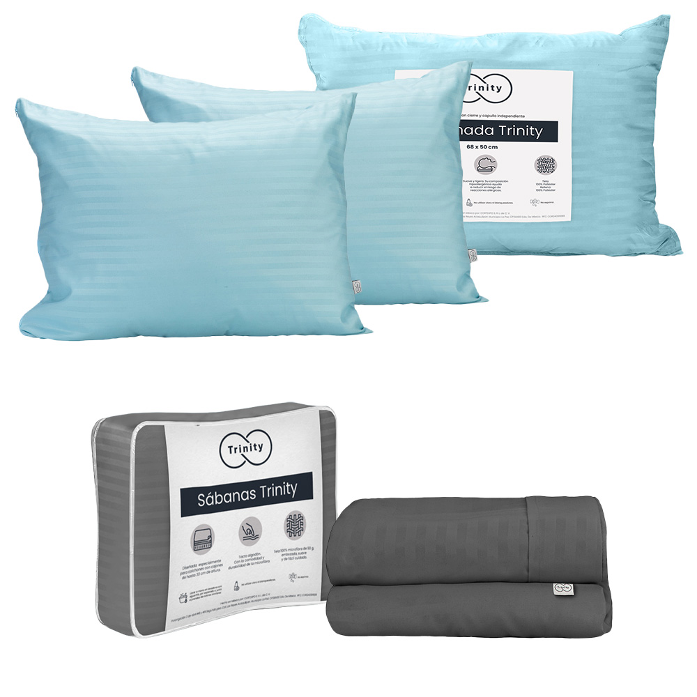 Foto 1 | Sábanas Trinity Color Gris Oxford King Size + 2 Almohadas Trinity