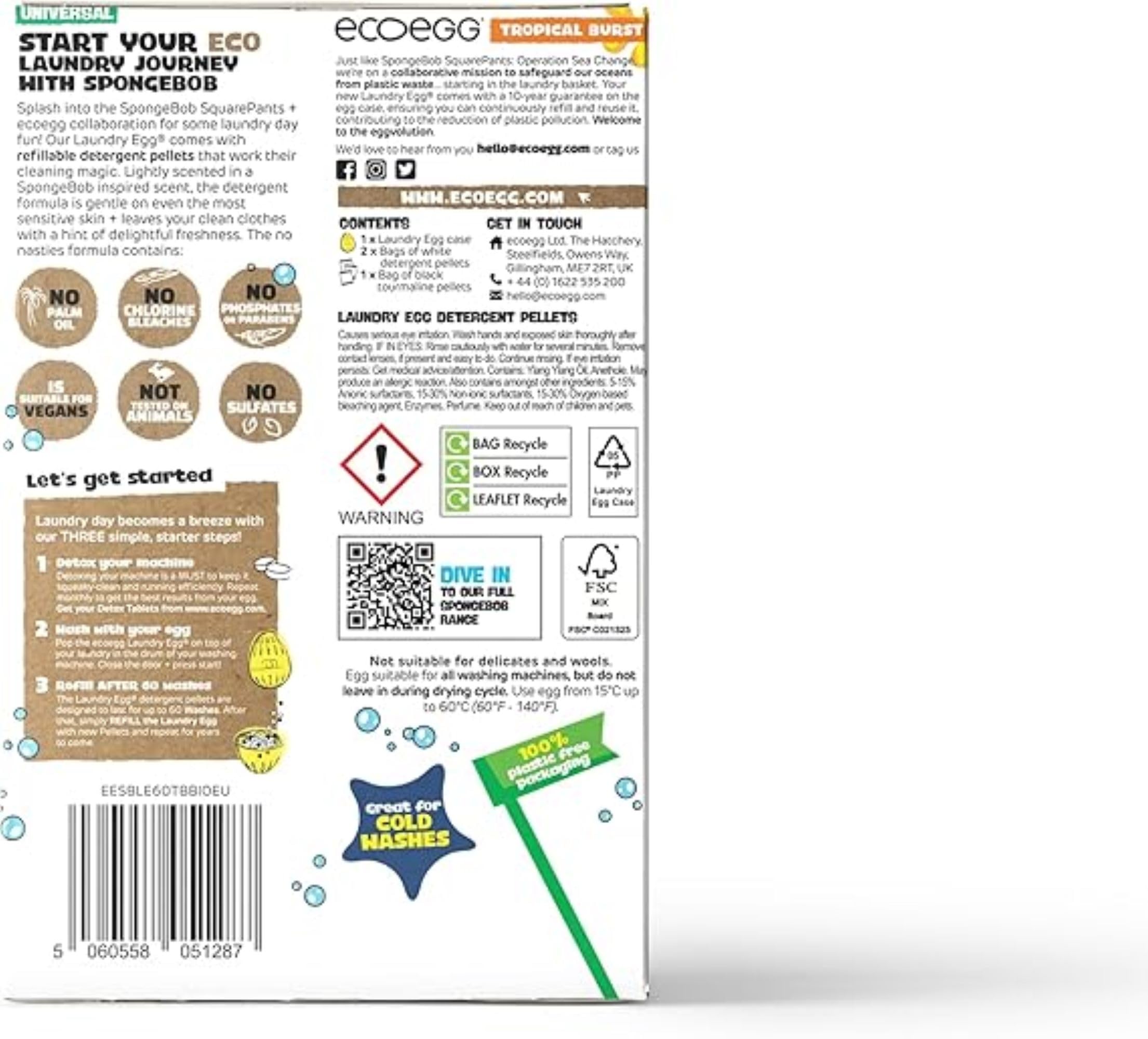 Foto 4 pulgar | Laundry Egg Spongebob X Ecoegg Original, 60 Unidades - Venta Internacional.