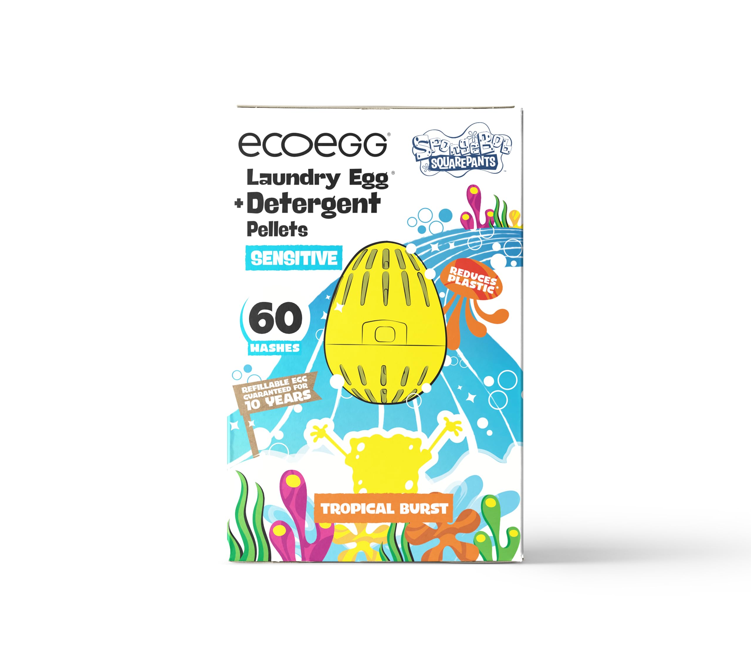 Laundry Egg Spongebob X Ecoegg, 60 Cargas, Aroma Tropical - Venta Internacional.