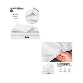 Foto 2 | Juego De Sabanas Individuales Lab.g 100% Poliéster Microfibra 3 Pz Color Blanco