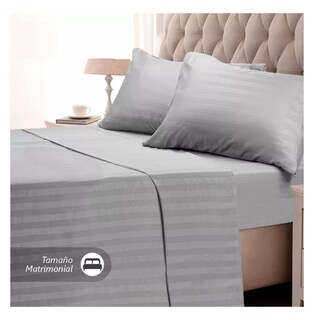 Foto 2 | Juego De Sabanas Matrimonial Lab.g Premium 2,800 Hilos 4 Pzs, Gris Claro