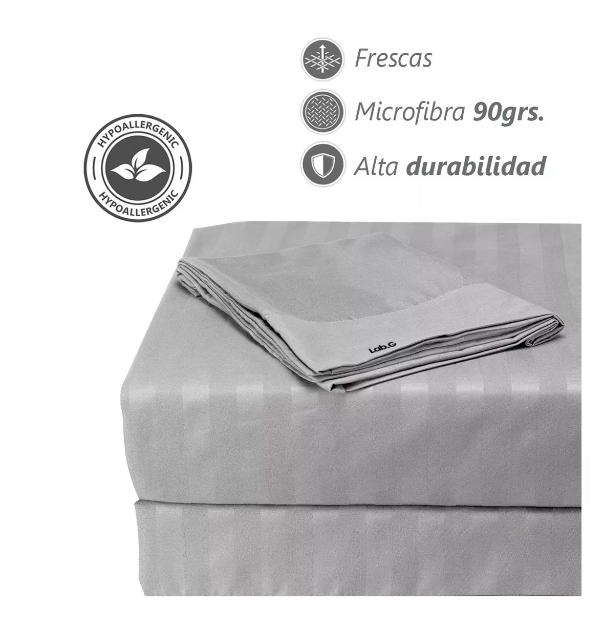 Foto 4 pulgar | Juego De Sabanas Matrimonial Lab.g Premium 2,800 Hilos 4 Pzs, Gris Claro