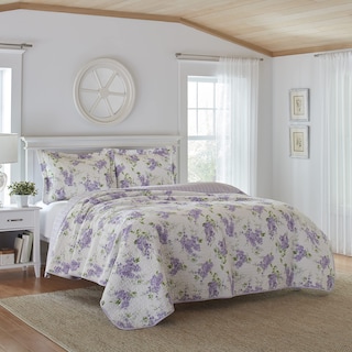 Foto 2 | Juego De Colcha Laura Ashley Keighley, Reversible, Algodón, Color Lila, Doble - Venta Internacional.