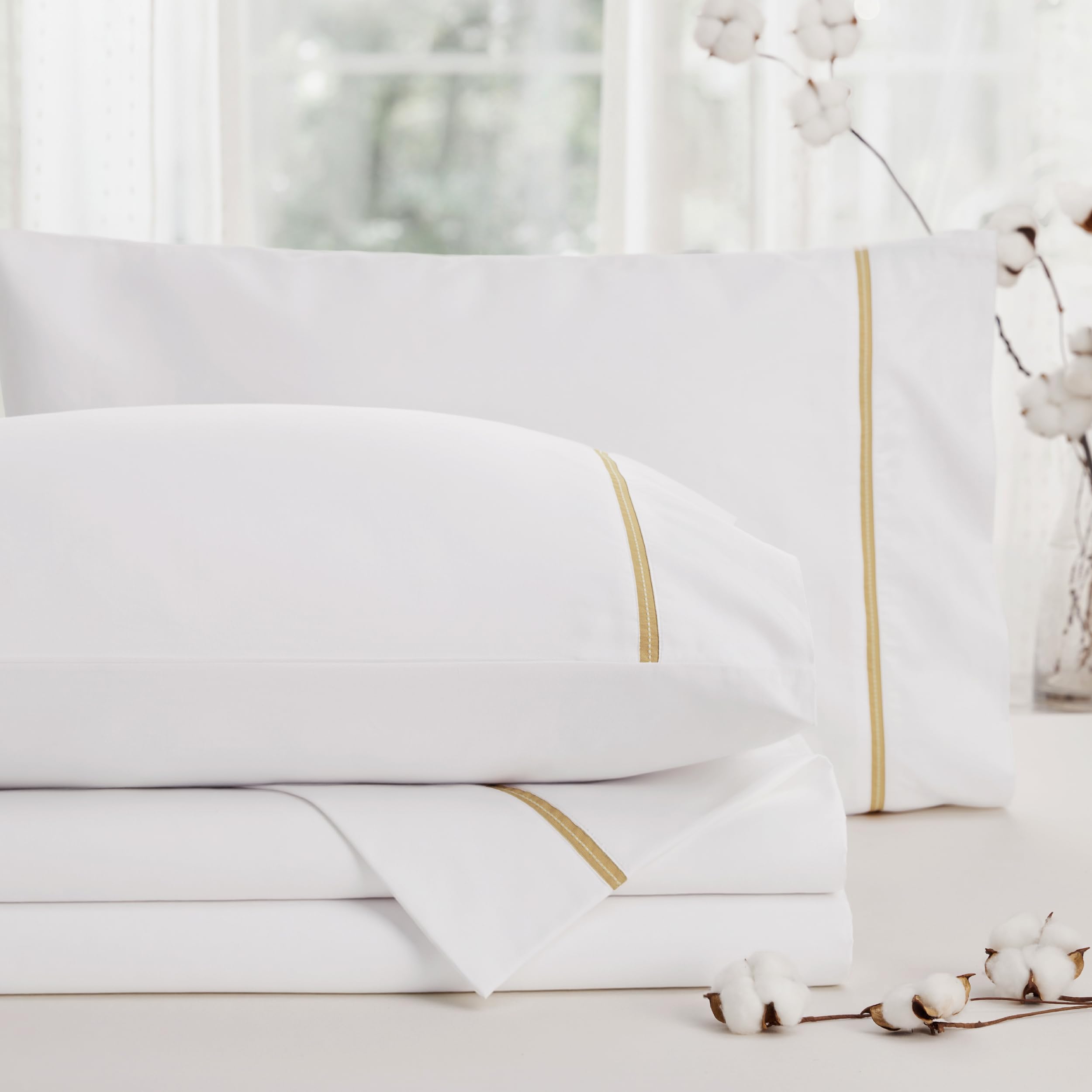 Juego De Sábanas Para Cama, 100% Algodón, 500 Hilos, Tamaño Queen, Color Blanco - Venta Internacional.