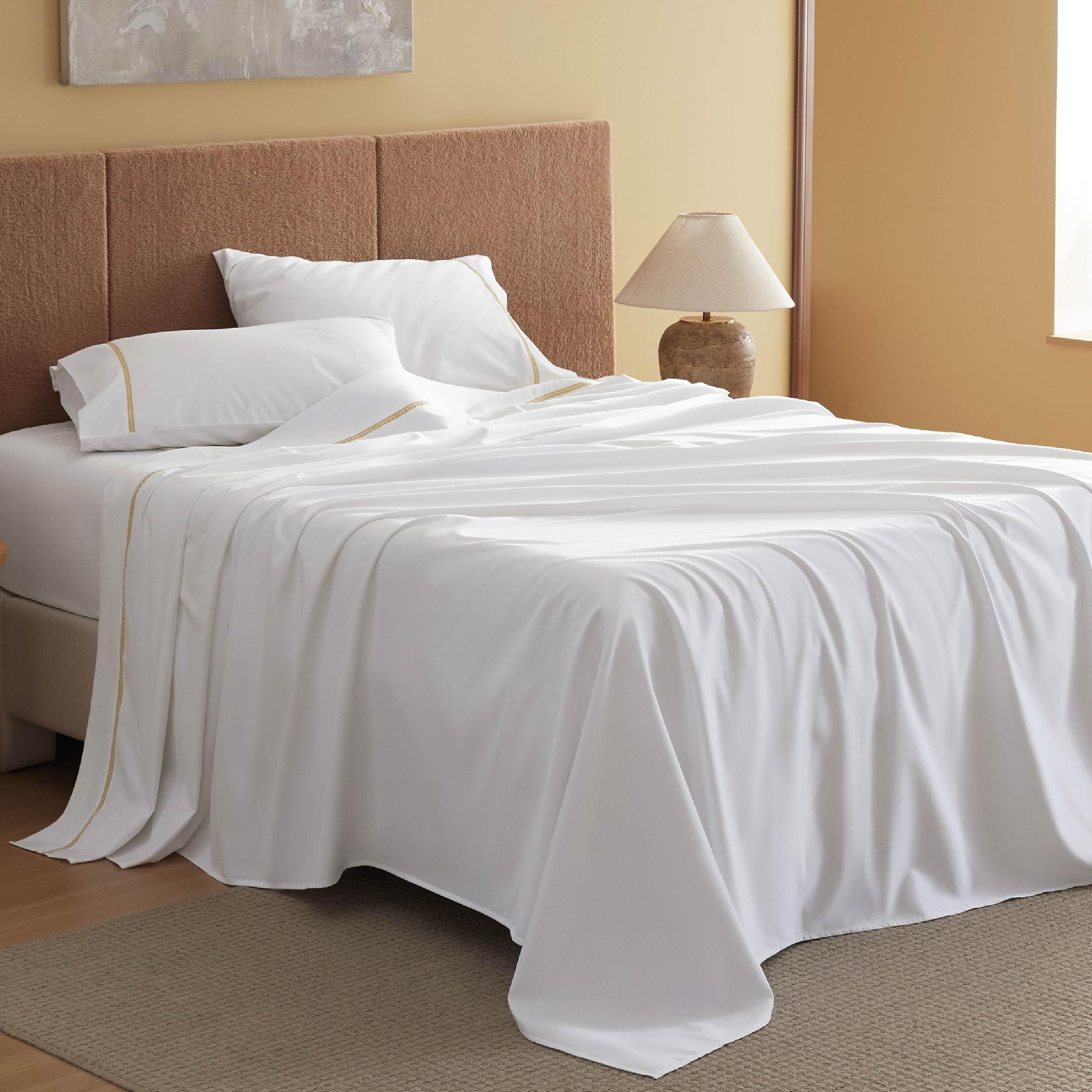 Foto 8 pulgar | Juego De Sábanas Para Cama, 100% Algodón, 500 Hilos, Tamaño Queen, Color Blanco - Venta Internacional.