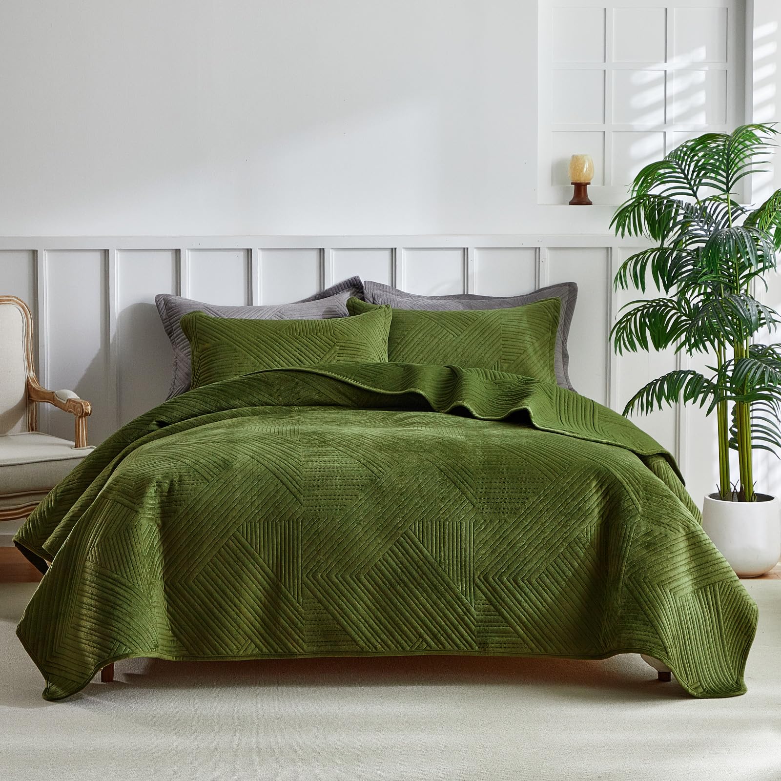 Foto 4 pulgar | Juego De Edredón Warmdern Ultrasonic Green Velvet King, 270 X 240 Cm - Venta Internacional.