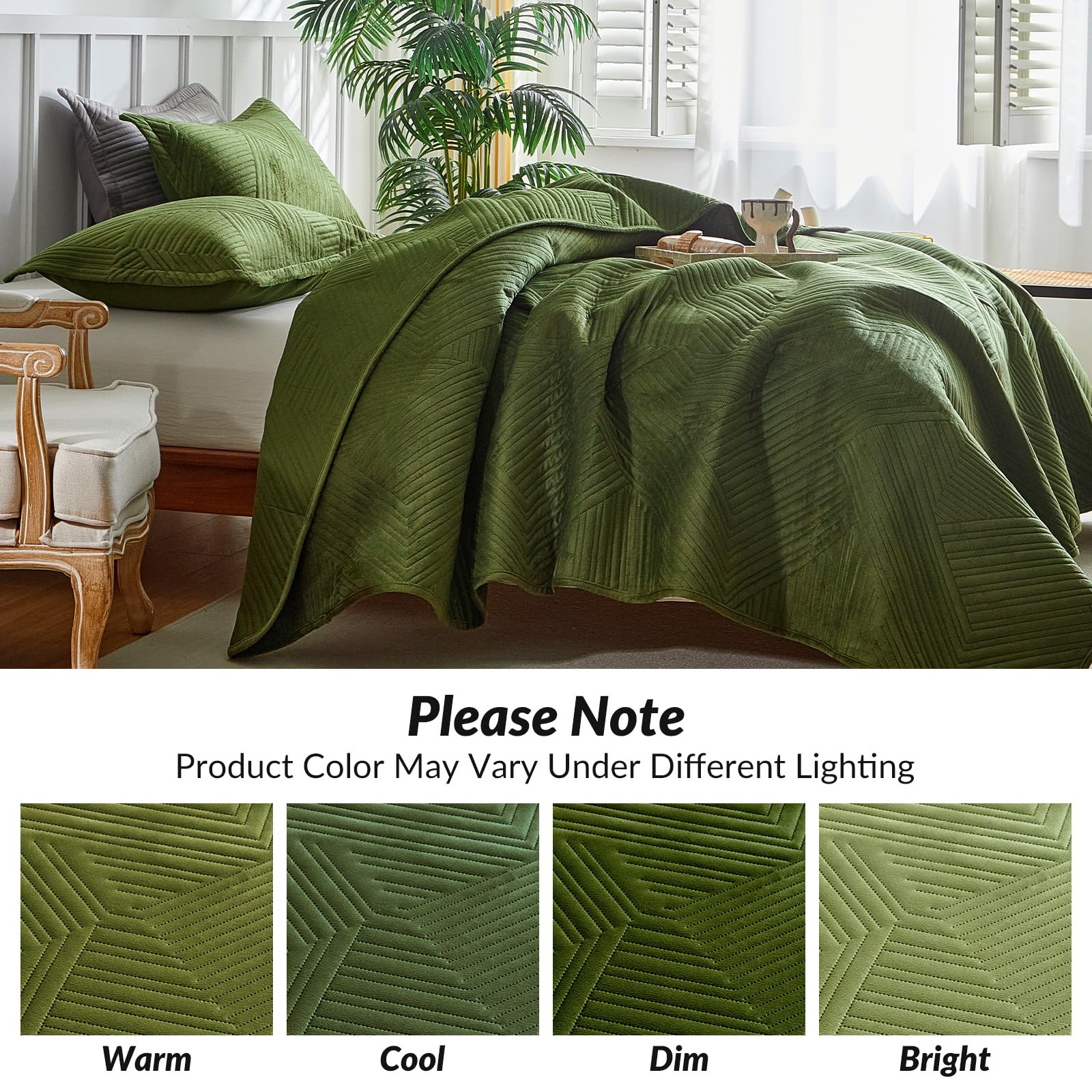 Foto 5 pulgar | Juego De Edredón Warmdern Ultrasonic Green Velvet King, 270 X 240 Cm - Venta Internacional.