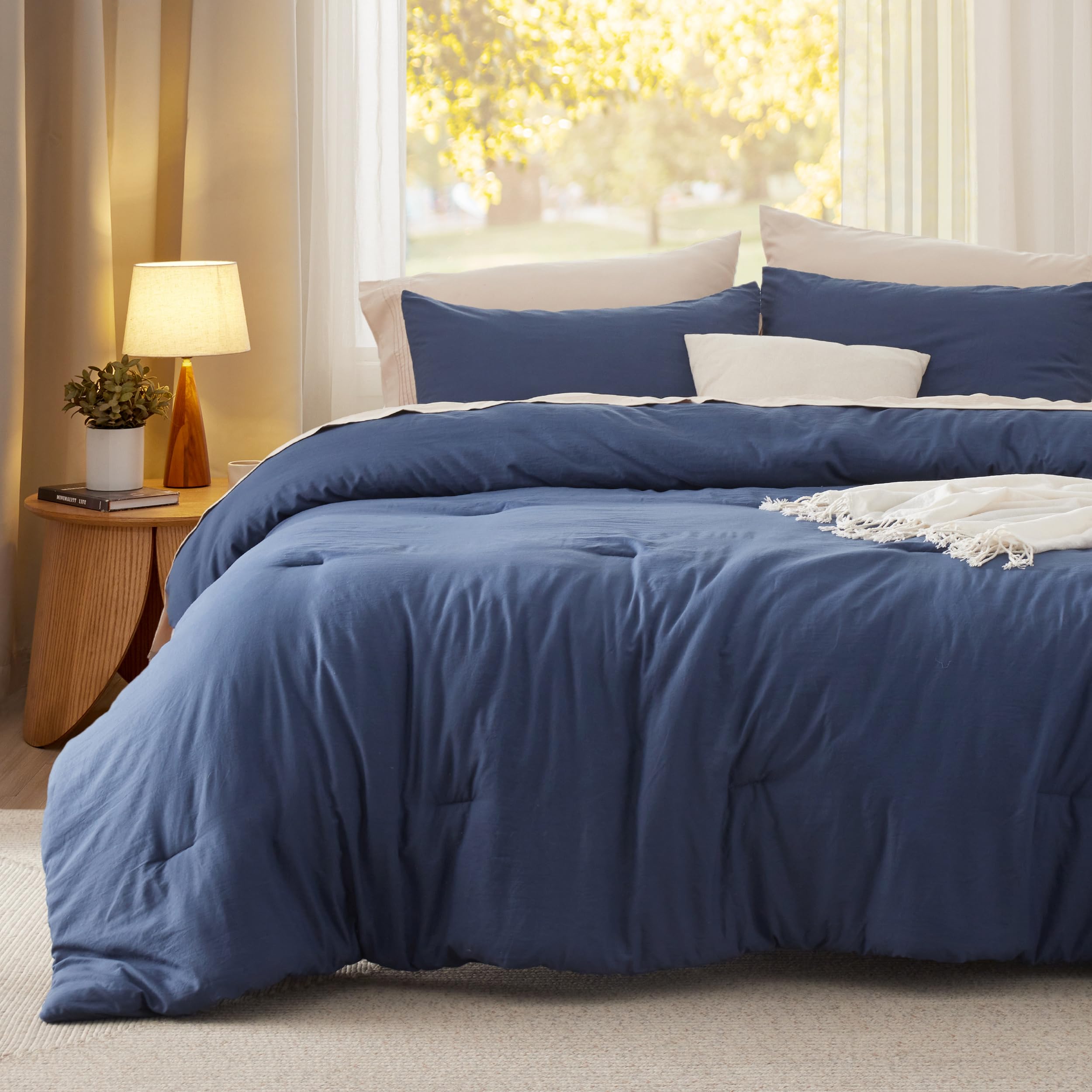 Foto 2 | Juego De Edredón Bedsure Oversize King, Azul Marino, 3 Piezas - Venta Internacional.