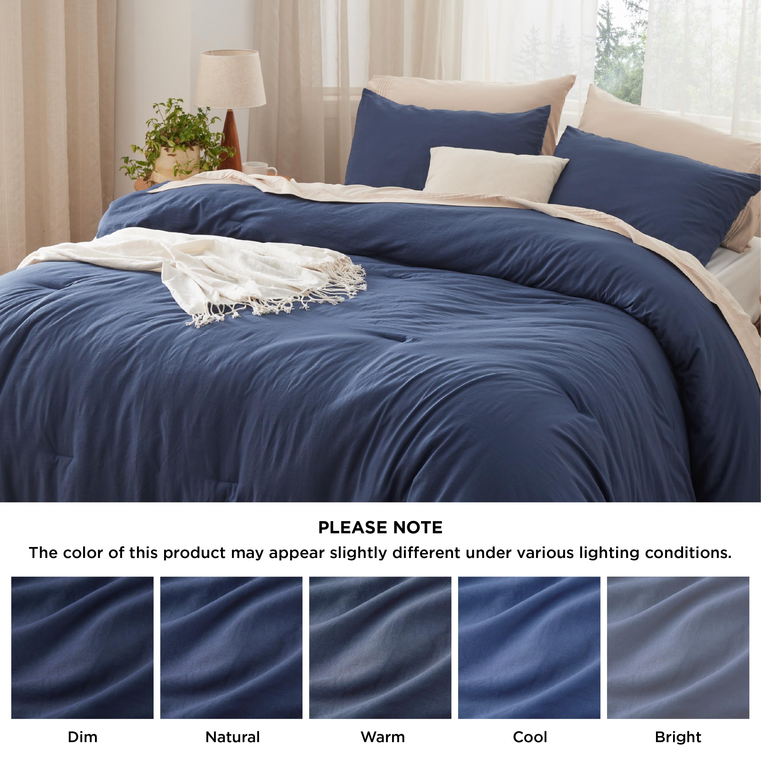 Foto 7 | Juego De Edredón Bedsure Oversize King, Azul Marino, 3 Piezas - Venta Internacional.