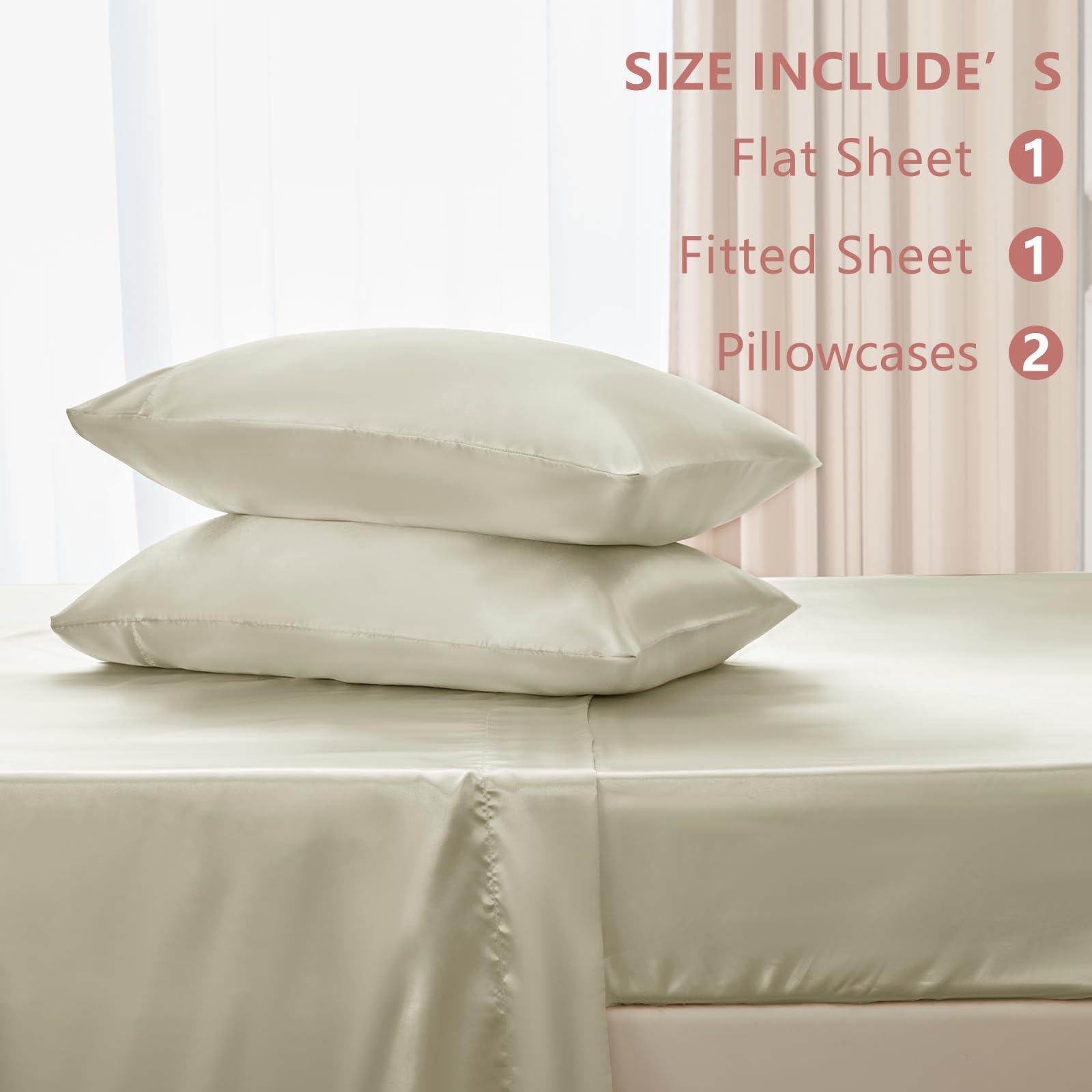 Foto 6 | Juego De Sábanas Cozylux Satin Queen Size 4 Piezas De Microfibra Color Crema - Venta Internacional.