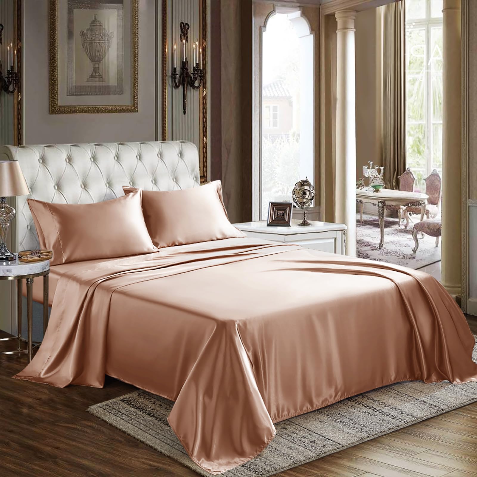 Foto 1 | Juego De Sábanas Cozylux Satin Queen Size De Microfibra Rosa Salmón - Venta Internacional.
