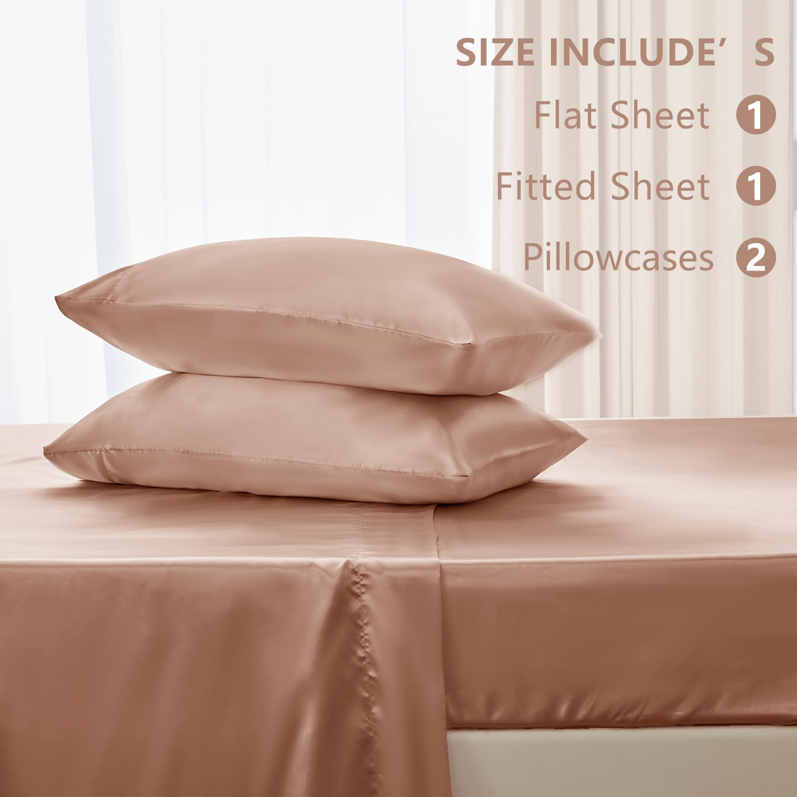 Foto 6 | Juego De Sábanas Cozylux Satin Queen Size De Microfibra Rosa Salmón - Venta Internacional.