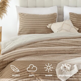Foto 2 | Juego de Edredón Smoofy Fluffy Linen Fleece Kingcon 2 Fundas de Almohada - Venta Internacional