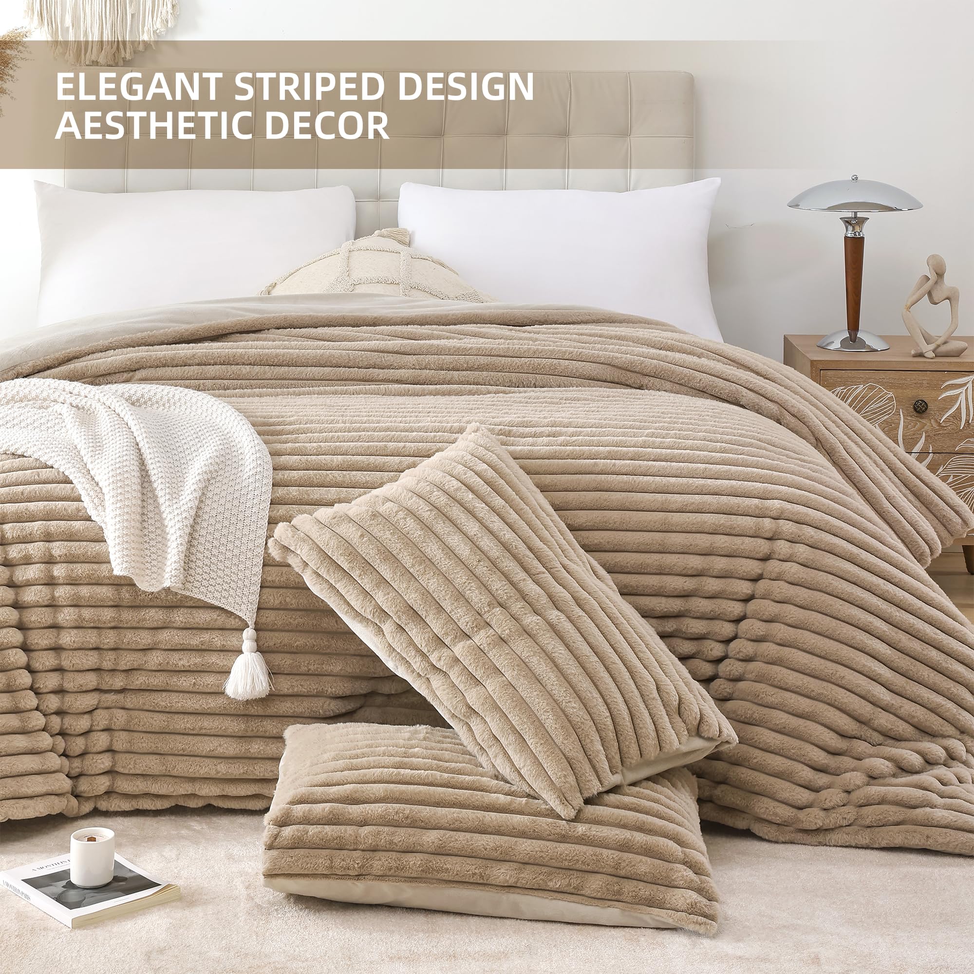 Foto 3 | Juego de Edredón Smoofy Fluffy Linen Fleece Kingcon 2 Fundas de Almohada - Venta Internacional