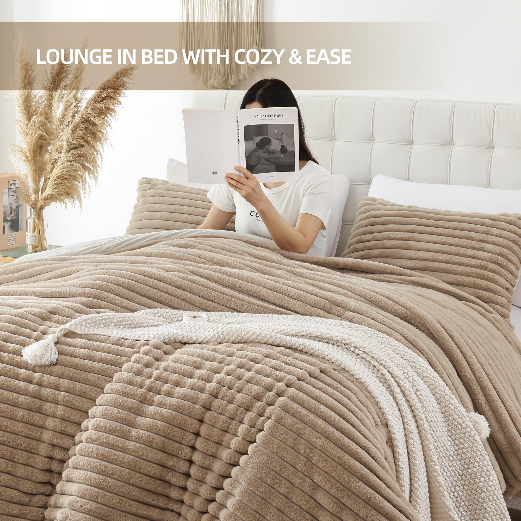 Foto 6 | Juego de Edredón Smoofy Fluffy Linen Fleece Kingcon 2 Fundas de Almohada - Venta Internacional
