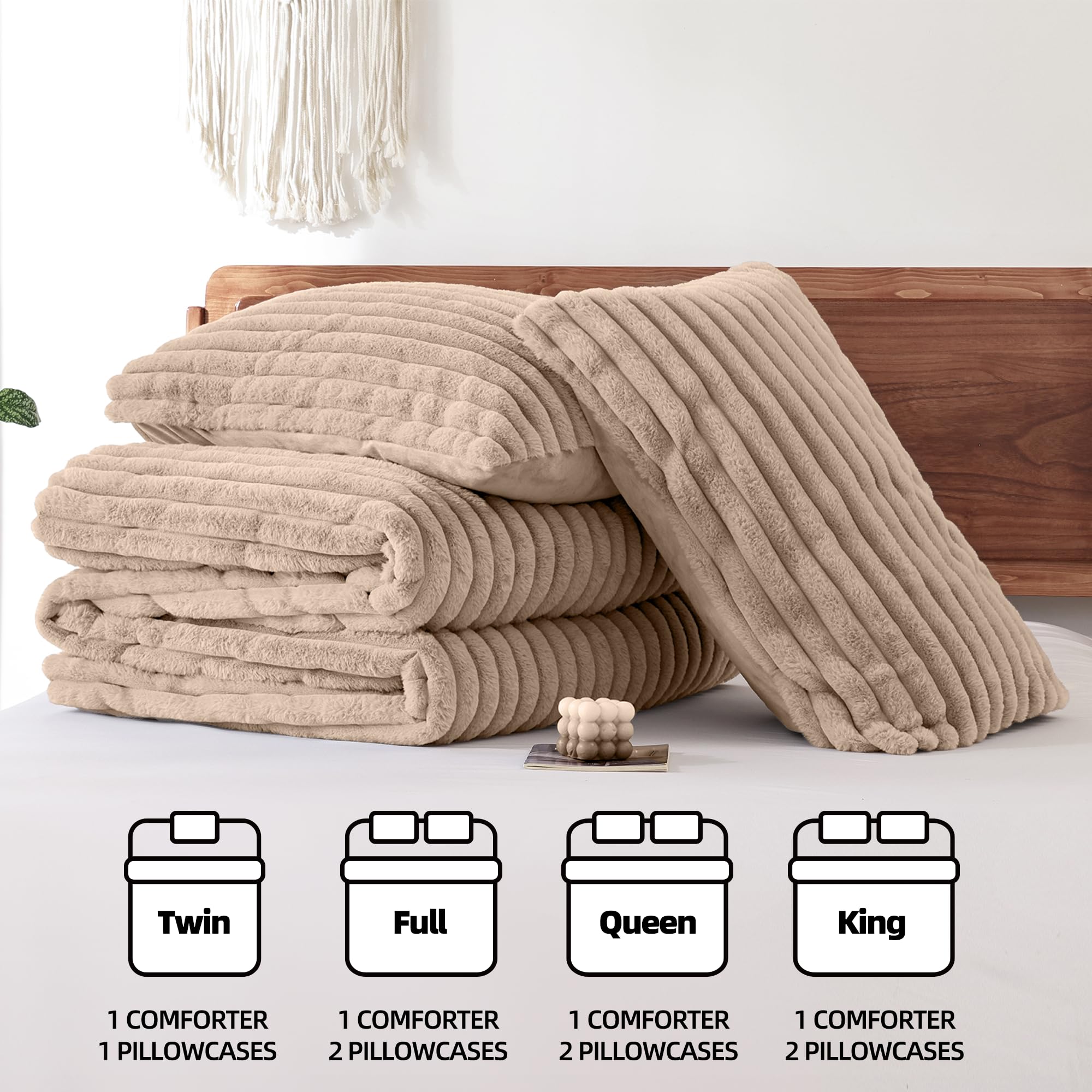 Foto 7 | Juego de Edredón Smoofy Fluffy Linen Fleece Kingcon 2 Fundas de Almohada - Venta Internacional