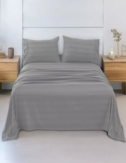 Foto 2 | Juego De Sábanas Matrimonial 3000 Hilos Color Gris + Termo De Agua De Regalo Güish