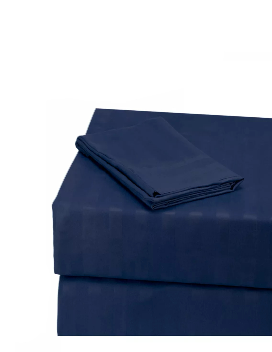 Foto 5 | Juego De Sábanas Matrimonial 3000 Hilos Color Azul Marino + Termo De Agua De Regalo Güish