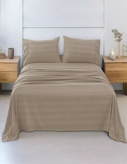 Foto 2 | Juego De Sábanas Matrimonial 3000 Hilos Color Beige + Termo De Agua De Regalo Güish