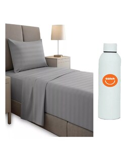 Foto 1 | Juego De Sábanas Individual Ultra Suave Color Gris + Termo De Agua De Regalo Güish