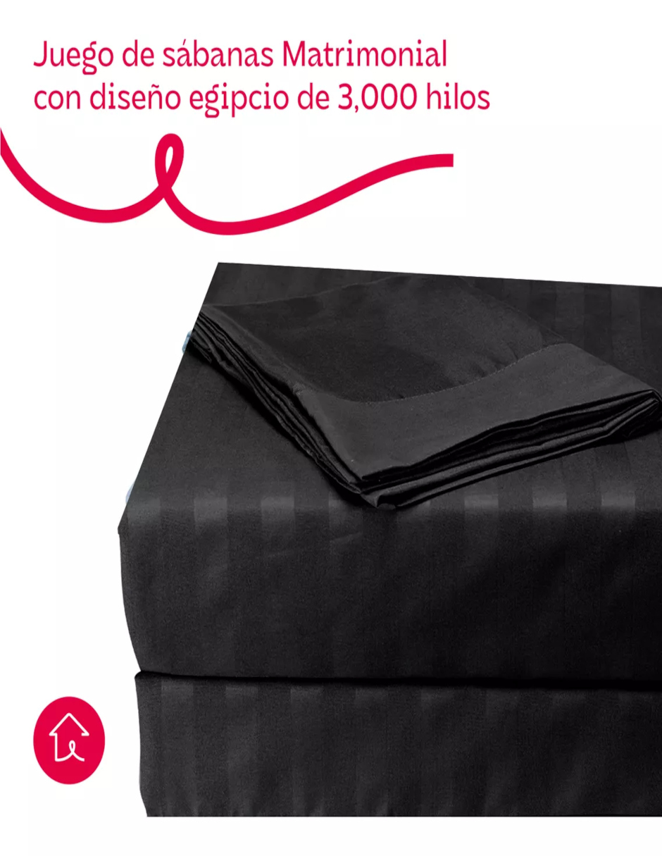 Foto 5 pulgar | Juego De Sábanas Matrimonial 3000 Hilos Color Negro + Termo De Agua De Regalo Güish